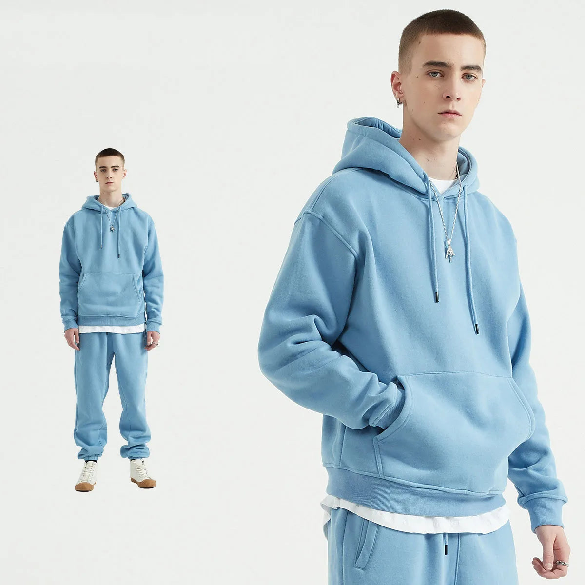 345 GSM Cotton-Blend Heavyweight Oversize Tracksuit Set - Hoodie & Sweatpants