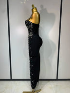 Women's Sleeveless Beaded Bodycon Evening Gown