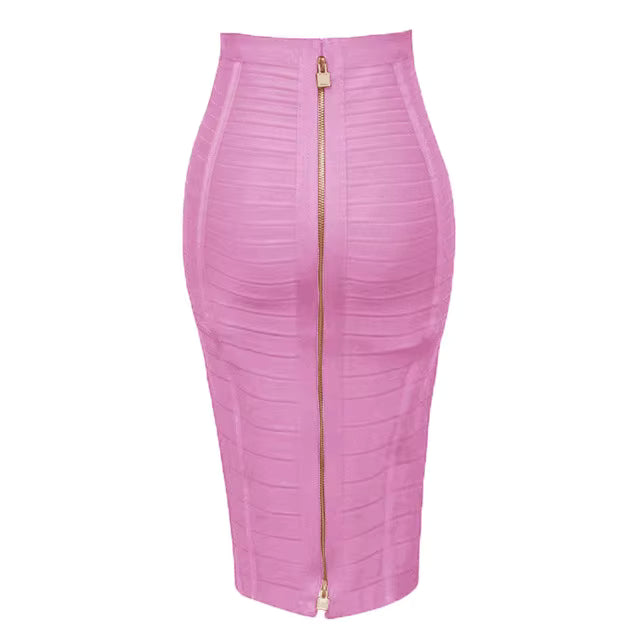 Women's High-Waist Stretch Midi Skirt