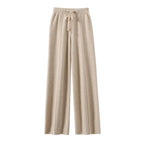 Women's 100% Wool Wide Leg Pants – High Waist Knit Trousers
