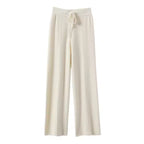 Women's 100% Wool Wide Leg Pants – High Waist Knit Trousers