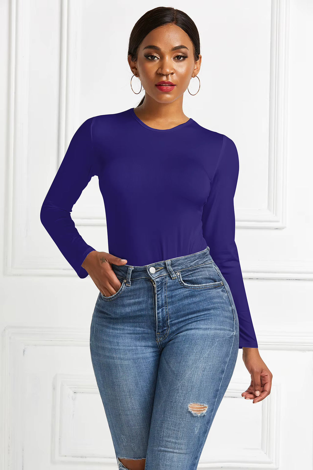 Women's Long-Sleeve Bodycon Jumpsuit