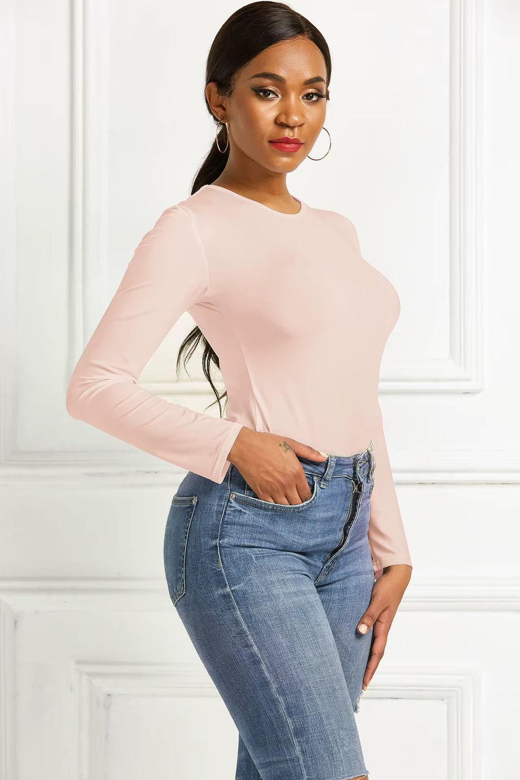 Women's Long-Sleeve Bodycon Jumpsuit