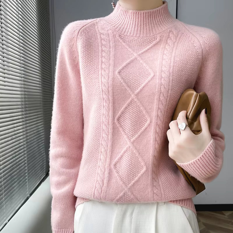 Women's Thick Wool Knit Sweater | Warm Winter Round-Neck Pullover