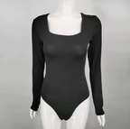 Women's Long-Sleeve Square-Neck Bodysuit