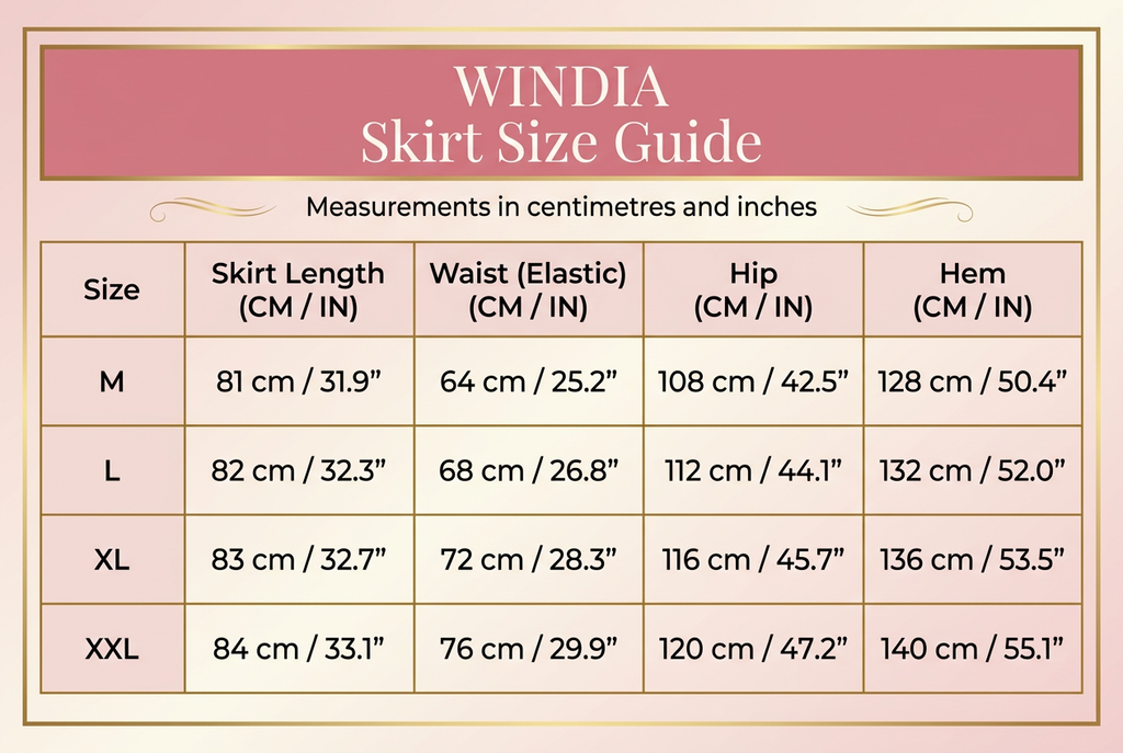 Shop Women's Linen A-Line Midi Skirt | Size Chart | Windia