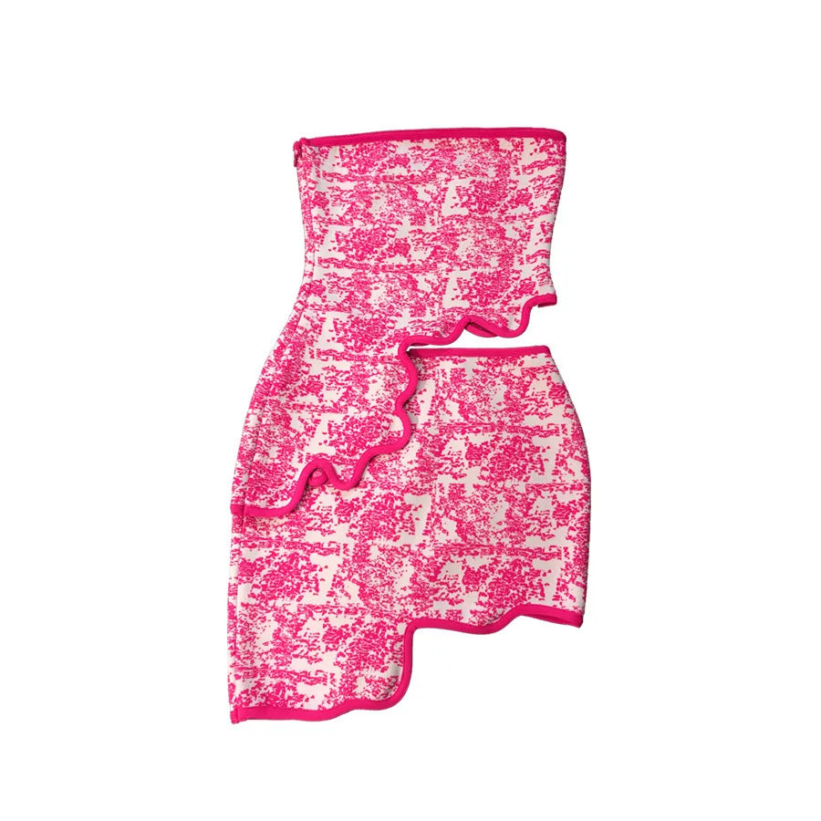 Strapless Asymmetric Two-Piece Mini Skirt Set | Windia