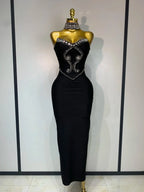 Women's Black Strapless Beaded Bandage Party Dress | Windia