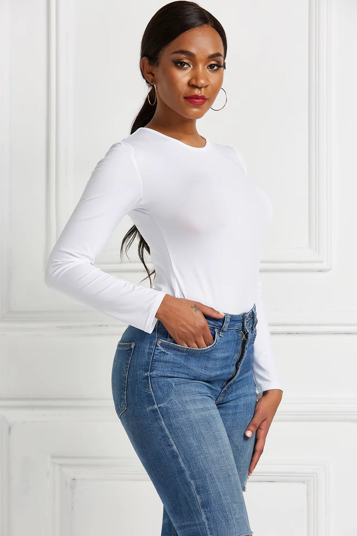 Women's Long-Sleeve Bodycon Jumpsuit