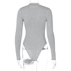  Gray Mock-Neck Zip Bodysuit | Windia