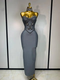 Women's Lavander Strapless Beaded Bandage Party Dress | Windia