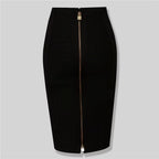 Women's High-Waist Stretch Midi Skirt