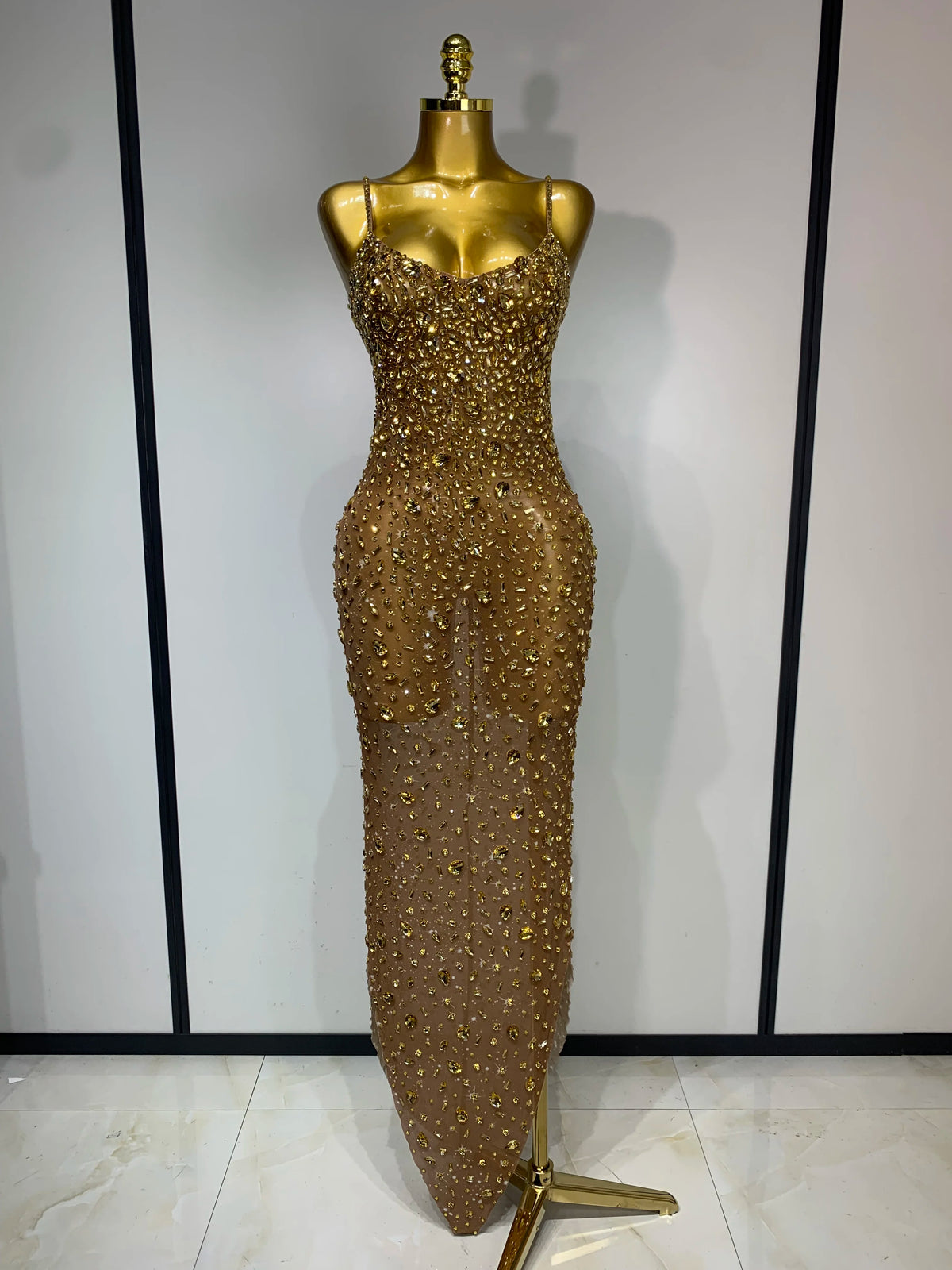 Women's Rhinestone Mesh Evening Gown | Windia