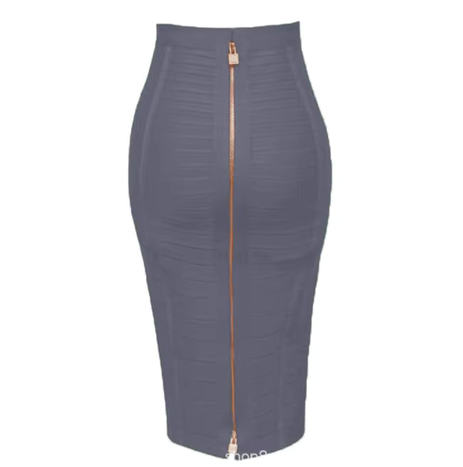 Women's High-Waist Stretch Midi Skirt