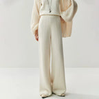 Women's Wool Cashmere Knitted Wide Leg Pants – High Waist Loose Straight Trousers