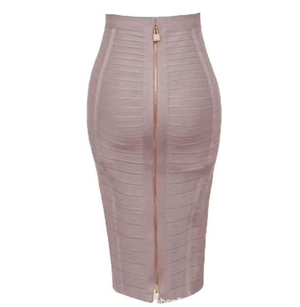Women's High-Waist Stretch Midi Skirt