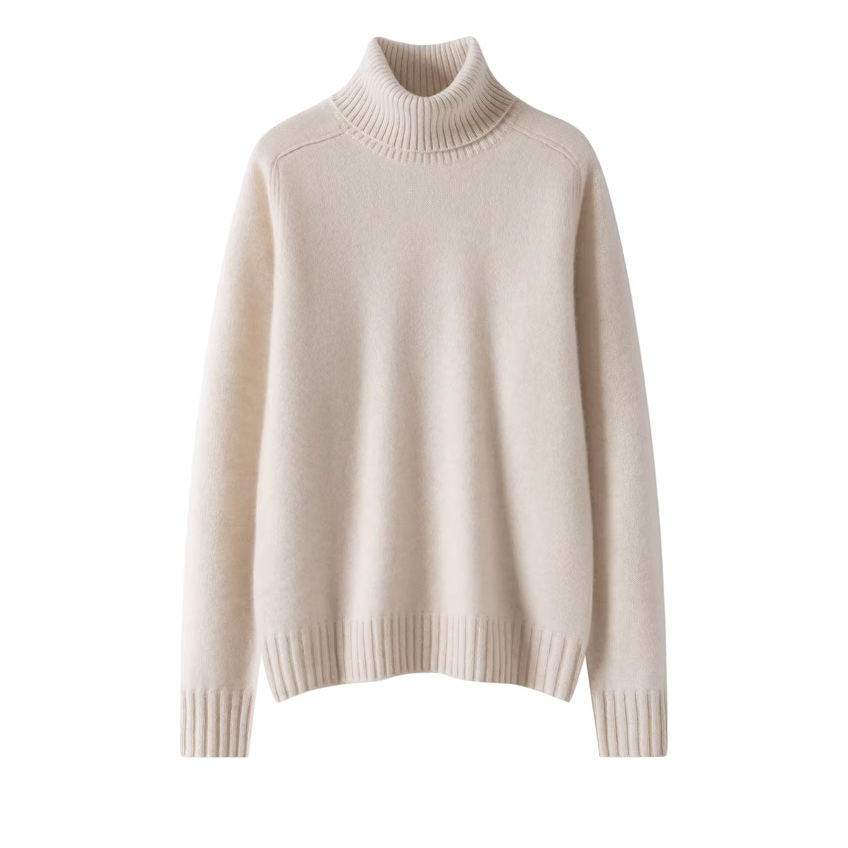 Women's 100% Cashmere Turn-Down Collar Sweater | Beige | Windia

