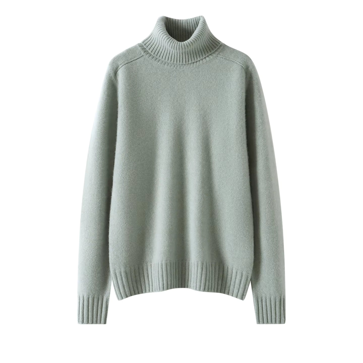 Grass Green 100% Cashmere Turn-Down Collar Sweater | Windia