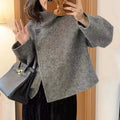 Women's Gray Cropped Wool Stand-Collar Coat | Windia