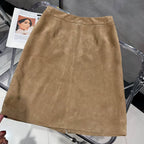 Women's Genuine Suede Leather Pencil Skirt | Windia