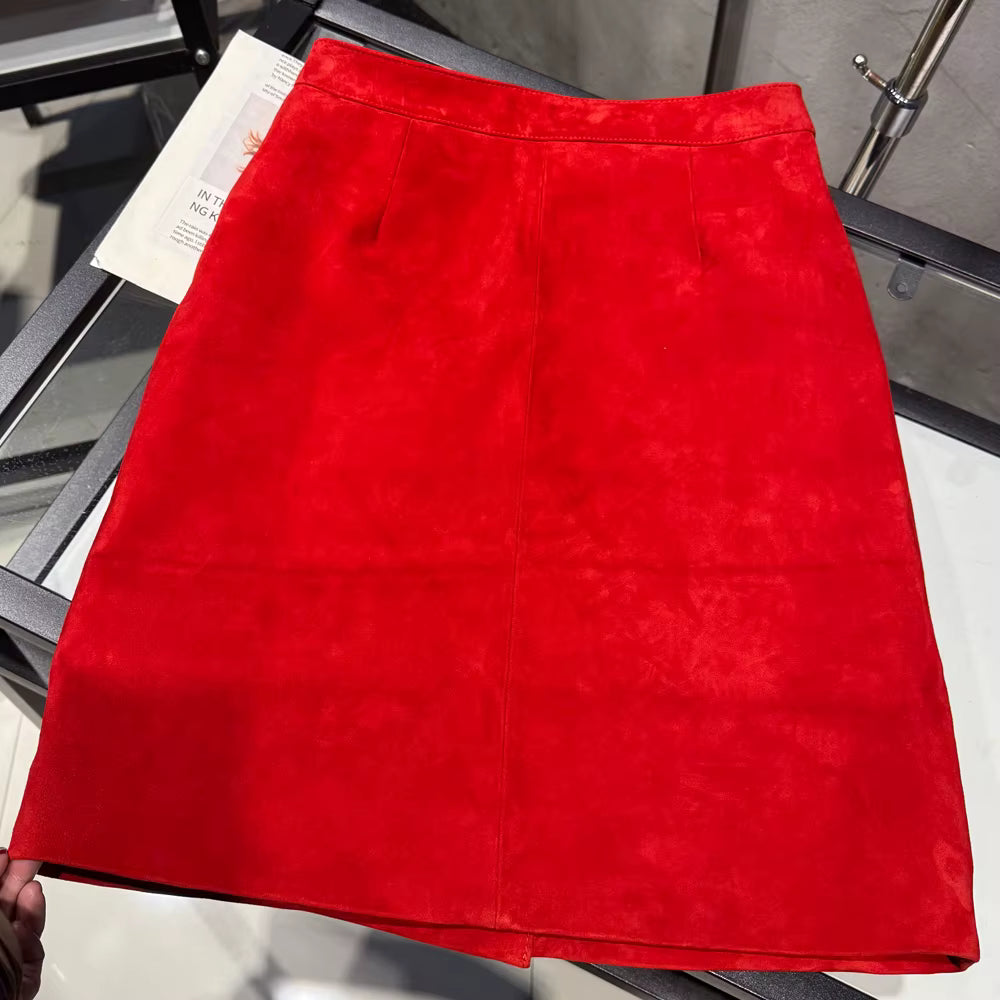 Women's Genuine Suede Leather Pencil Skirt | Windia