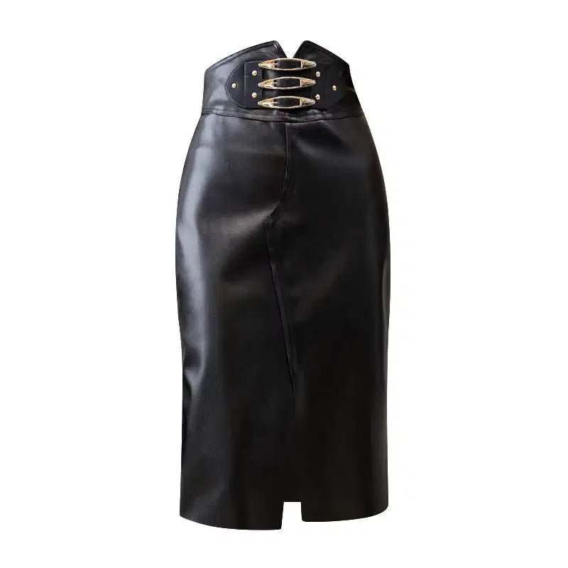 Black High Waist Leather Pencil Skirt for Women XS Windia