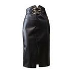 Black High Waist Leather Pencil Skirt for Women XS Windia