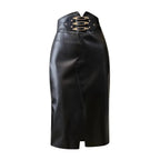 Black High Waist Leather Pencil Skirt for Women XS Windia