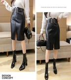 Black High Waist Leather Pencil Skirt for Women XS Windia