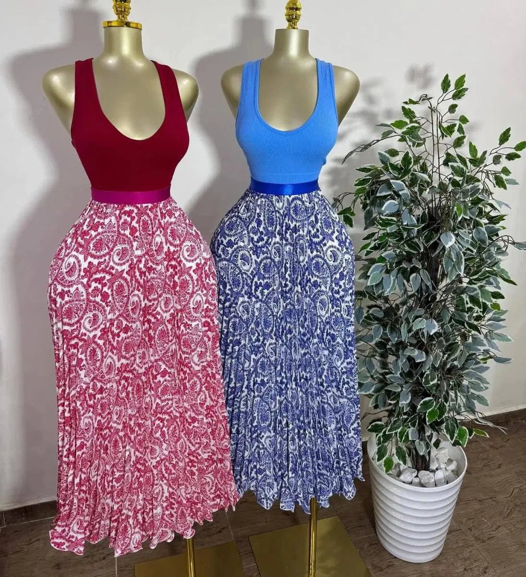 Elegant A-line Midi Skirt, High Waist & Pleats - Perfect for Day to Night! One Size Windia
