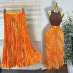 Elegant A-line Midi Skirt, High Waist & Pleats - Perfect for Day to Night! One Size Windia