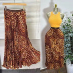 Elegant A-line Midi Skirt, High Waist & Pleats - Perfect for Day to Night! One Size Windia