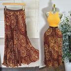 Elegant A-line Midi Skirt, High Waist & Pleats - Perfect for Day to Night! One Size Windia