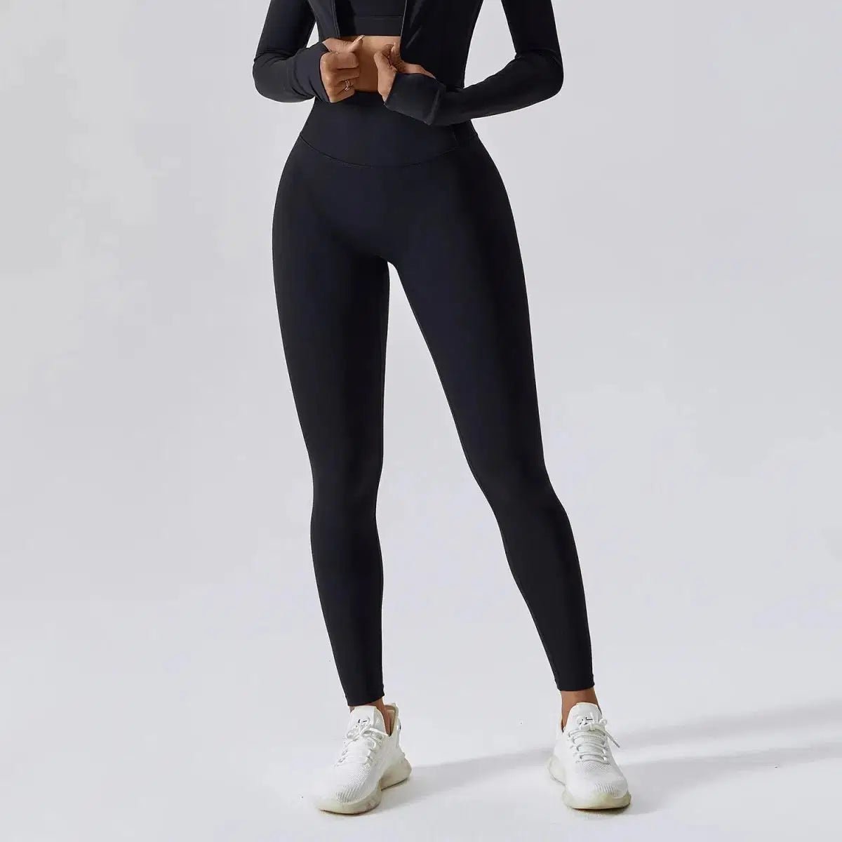 High Waist Scrunch Butt Yoga Leggings, No Front Seam Nylon Tights Black Windia