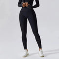 High Waist Scrunch Butt Yoga Leggings, No Front Seam Nylon Tights Black Windia