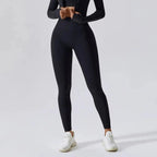 High Waist Scrunch Butt Yoga Leggings, No Front Seam Nylon Tights Black Windia