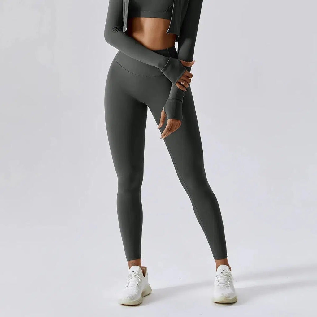 High Waist Scrunch Butt Yoga Leggings, No Front Seam Nylon Tights Black Windia