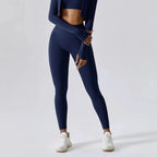 High Waist Scrunch Butt Yoga Leggings, No Front Seam Nylon Tights Blue Windia