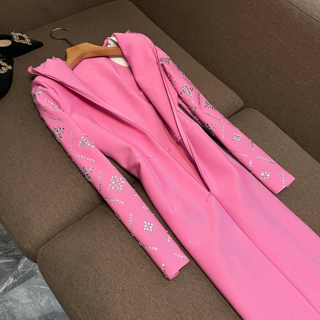 Hot Drilling Maxi Dress | Long Sleeve Party Dress for Women - Windia