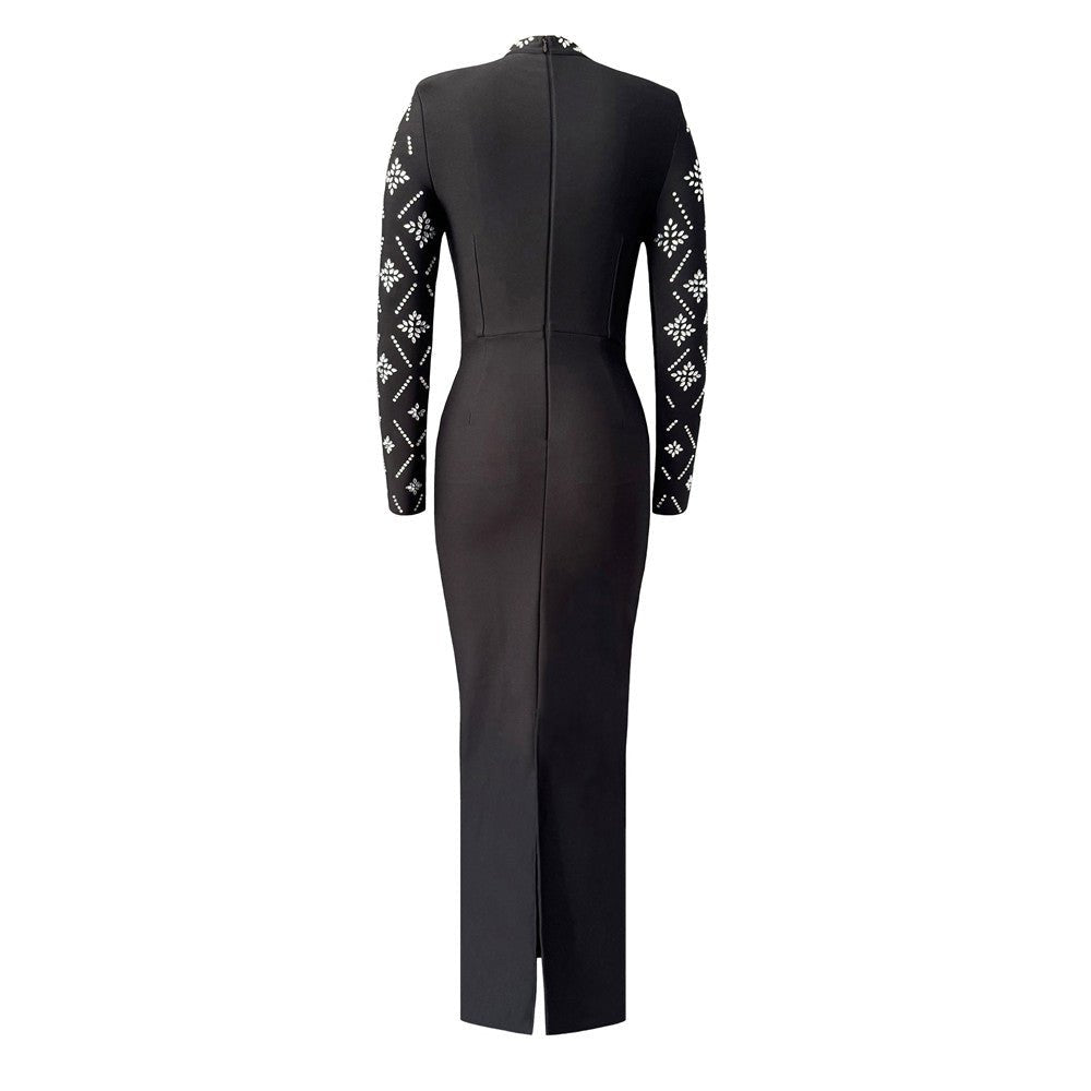 Hot Drilling Maxi Dress | Long Sleeve Party Dress for Women - Windia