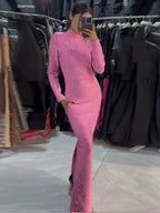 Hot Drilling Maxi Dress | Long Sleeve Party Dress for Women - Windia