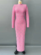 Hot Drilling Maxi Dress | Long Sleeve Party Dress for Women Black Windia