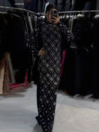 Hot Drilling Maxi Dress | Long Sleeve Party Dress for Women - Windia