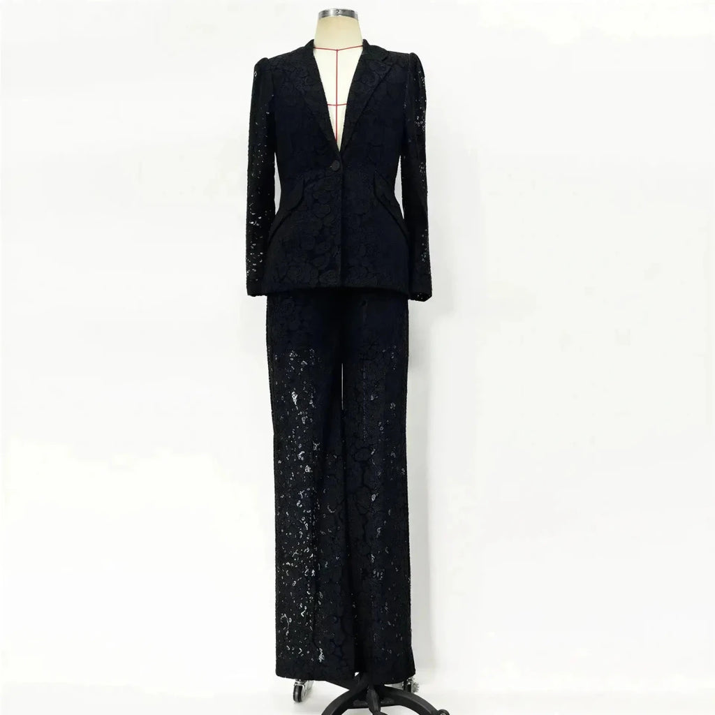 Lace Office Blazer & Pants Set – Women's 2-Piece Suit S Windia