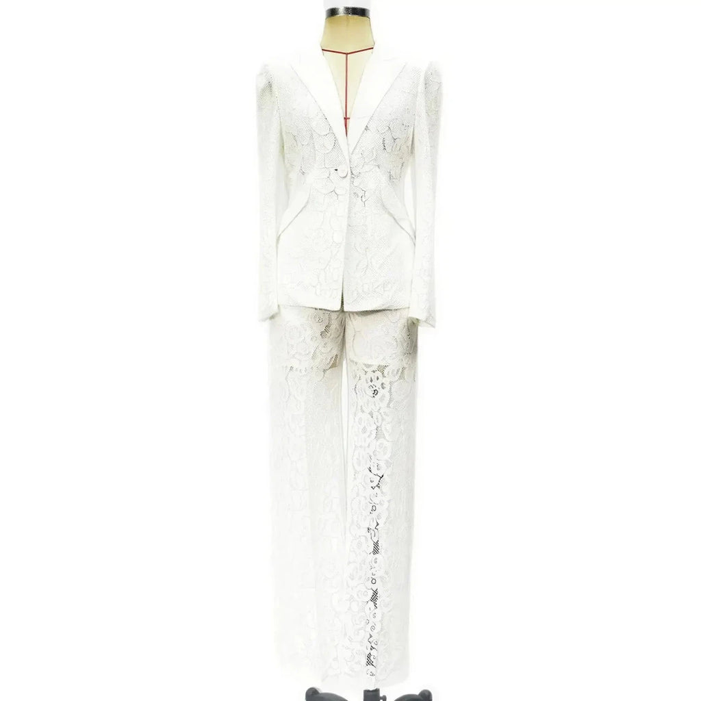 Lace Office Blazer & Pants Set – Women's 2-Piece Suit S Windia