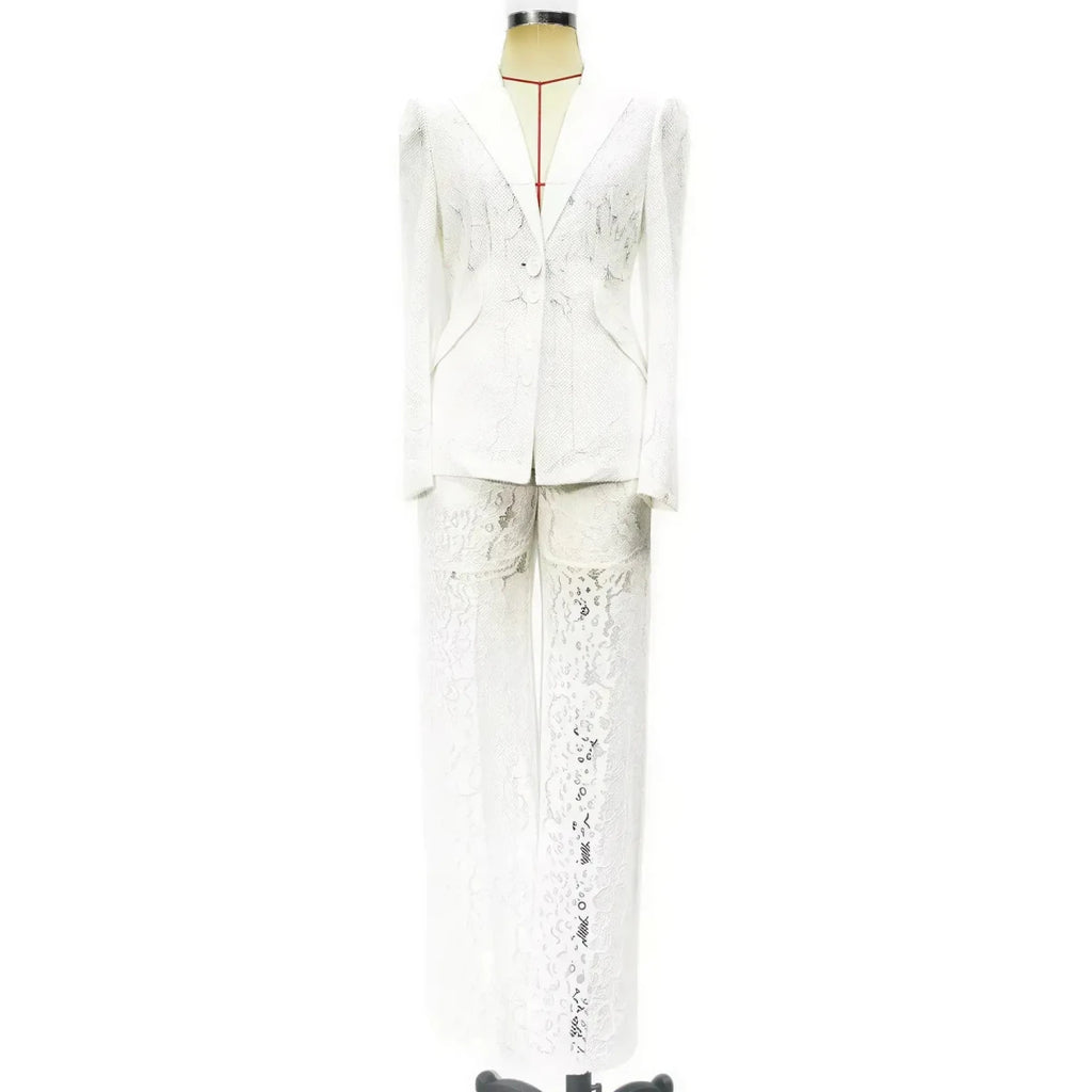 Lace Office Blazer & Pants Set – Women's 2-Piece Suit S Windia