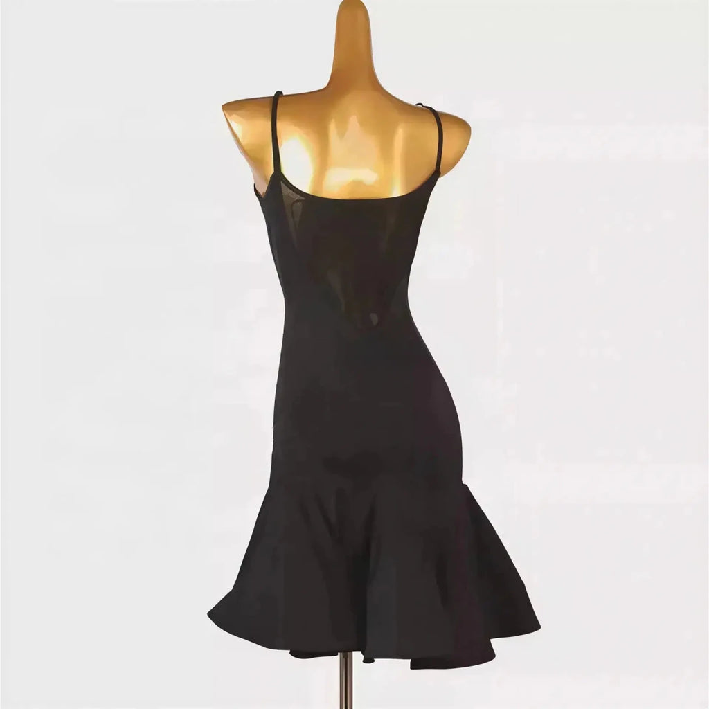 Latin Dance Dress, Silk/Cotton Blend Performance Wear Black Windia