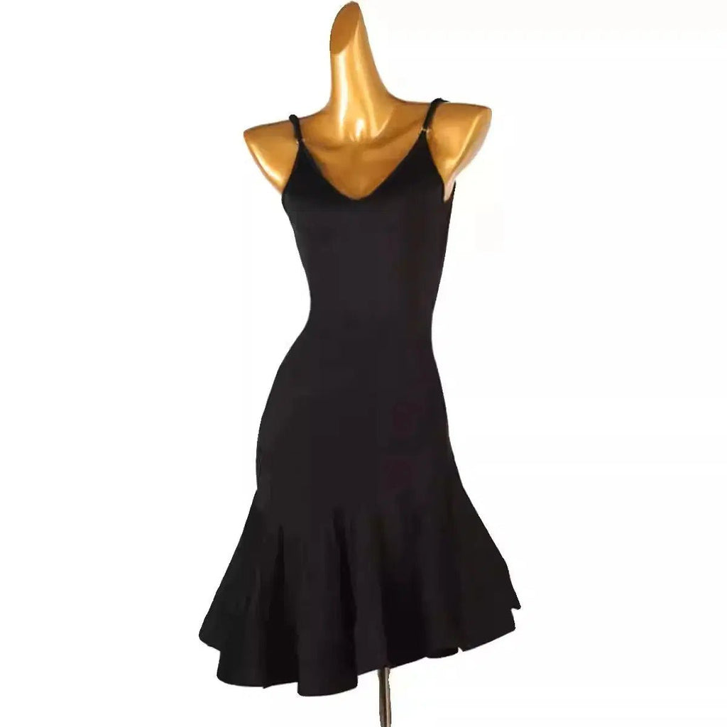 Latin Dance Dress, Silk/Cotton Blend Performance Wear Black Windia