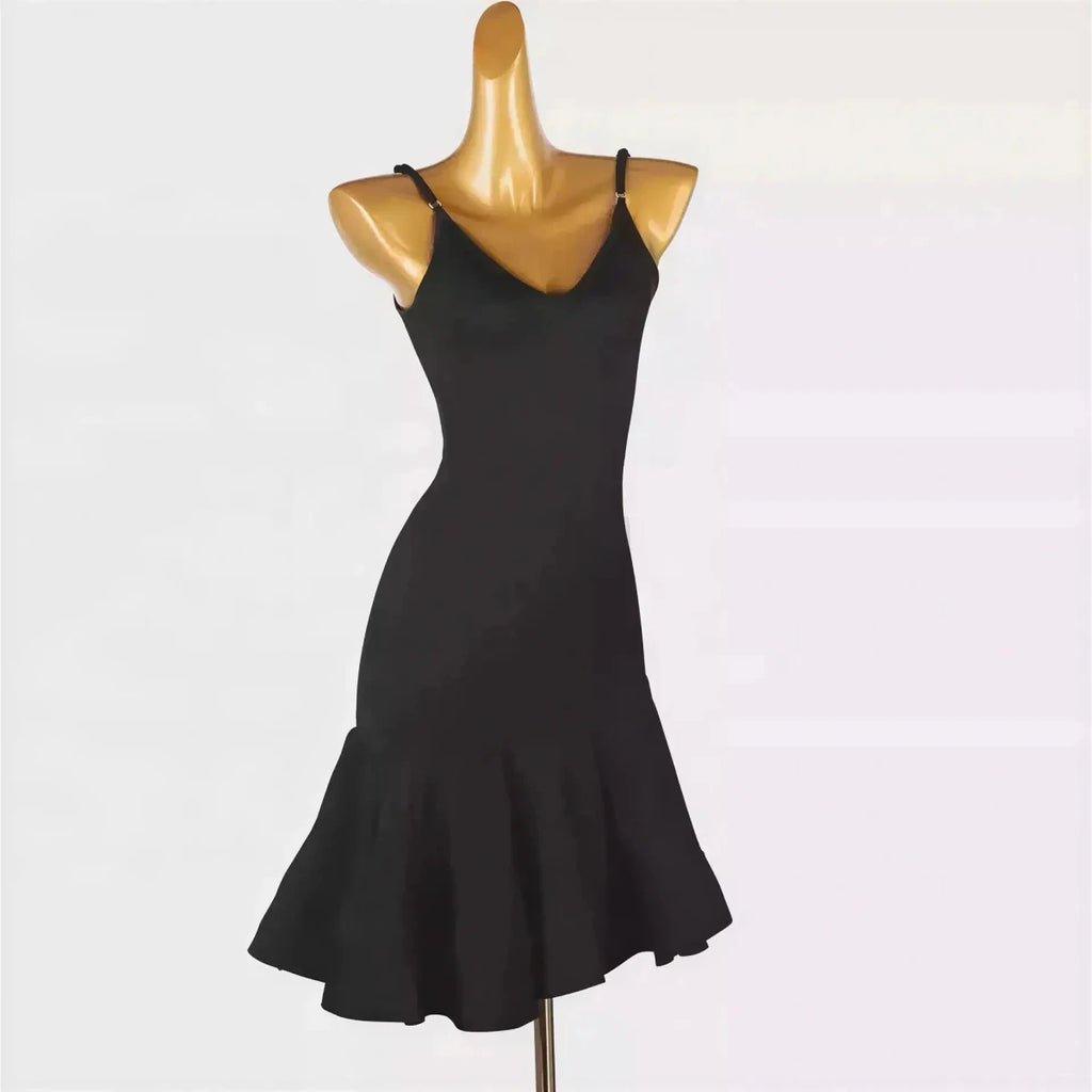 Latin Dance Dress, Silk/Cotton Blend Performance Wear Black Windia
