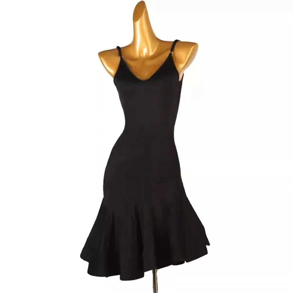 Latin Dance Dress, Silk/Cotton Blend Performance Wear Black Windia